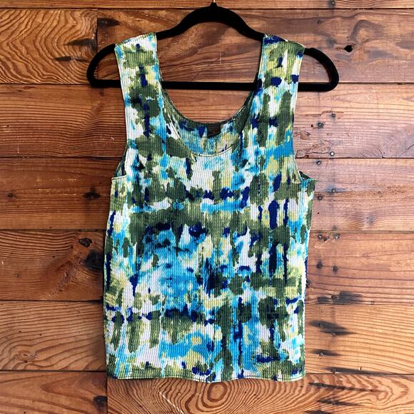 Blue/green textured tank top - Picture 1 of 5